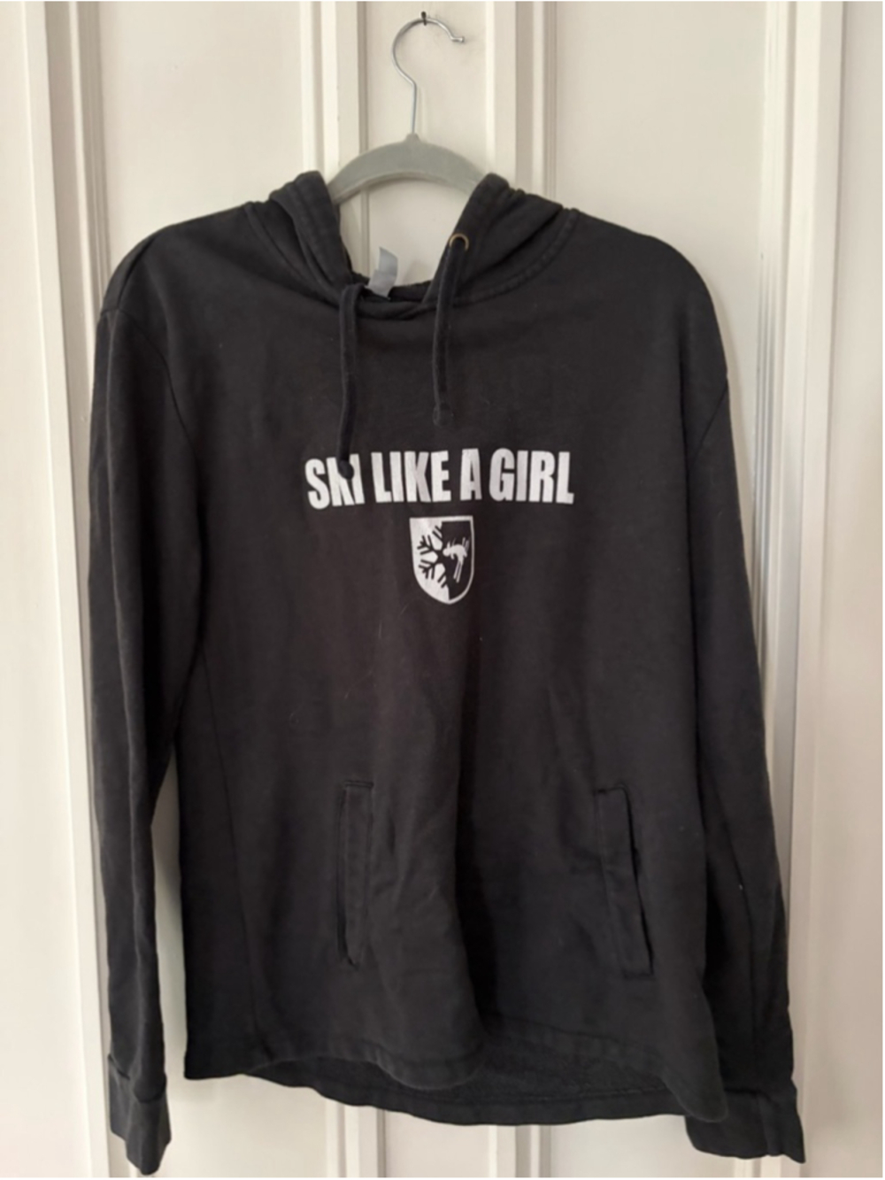 Next Level Apparel Black Ski Like A Girl Hoodie, Size L
